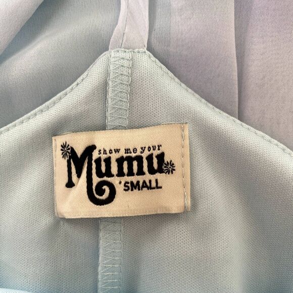 Show Me Your Mumu T-Rex Halter Maxi Dress Blue Watercolor Floral Size Small - Picture 6 of 6